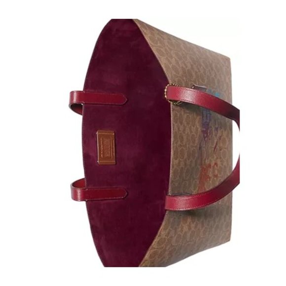 Limited Edition Coach Signature Rexy Carriage Print Highline Tote Rainbow Rare - Picture 4 of 14